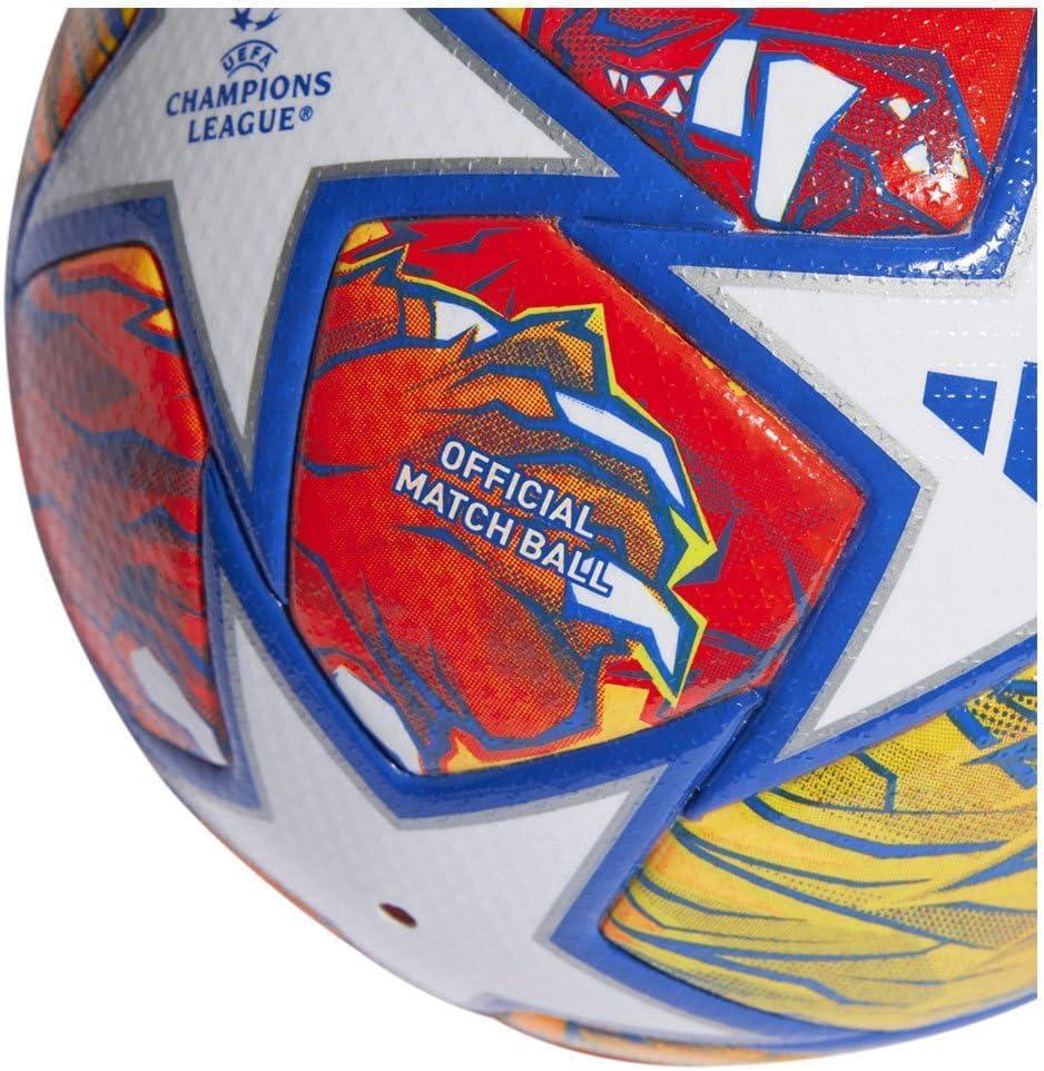 imageadidas UEFA Champions League FIFA Quality Pro Match Ball IN9340 Unisex Soccer Ball WhiteGlow BlueFlash Orange 5
