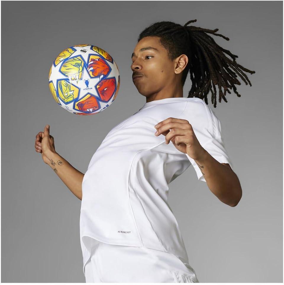 imageadidas UEFA Champions League FIFA Quality Pro Match Ball IN9340 Unisex Soccer Ball WhiteGlow BlueFlash Orange 5