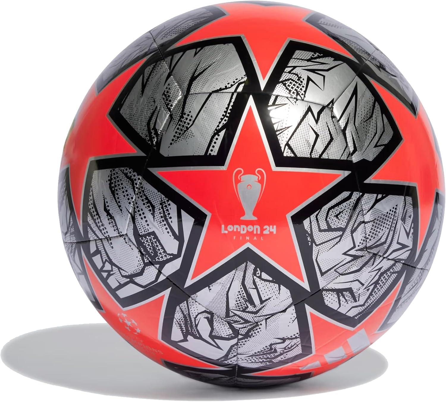 imageadidas UEFA Champions League Soccer BallSilver MetallicSolar RedBlack
