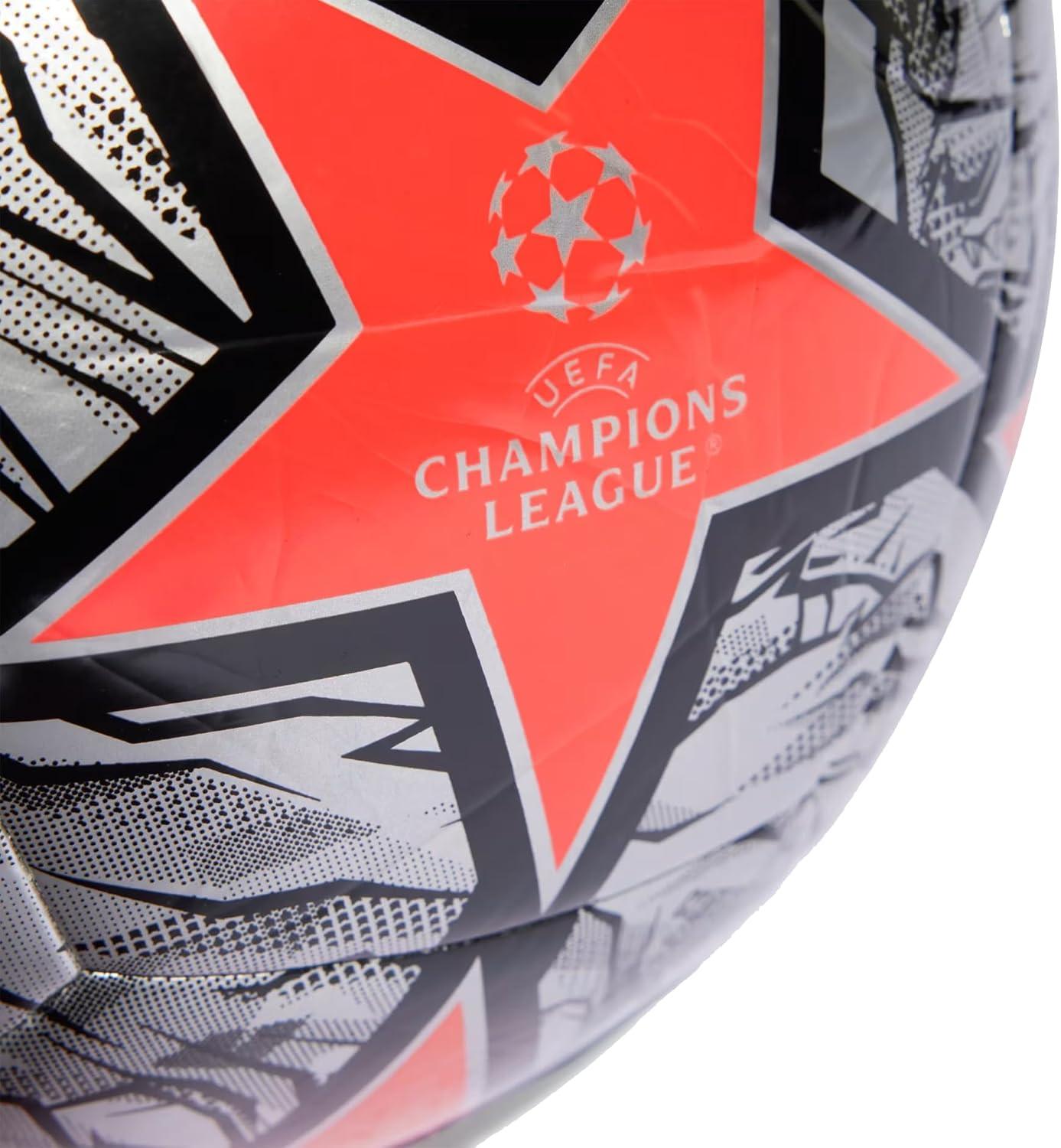 imageadidas UEFA Champions League Soccer BallSilver MetallicSolar RedBlack