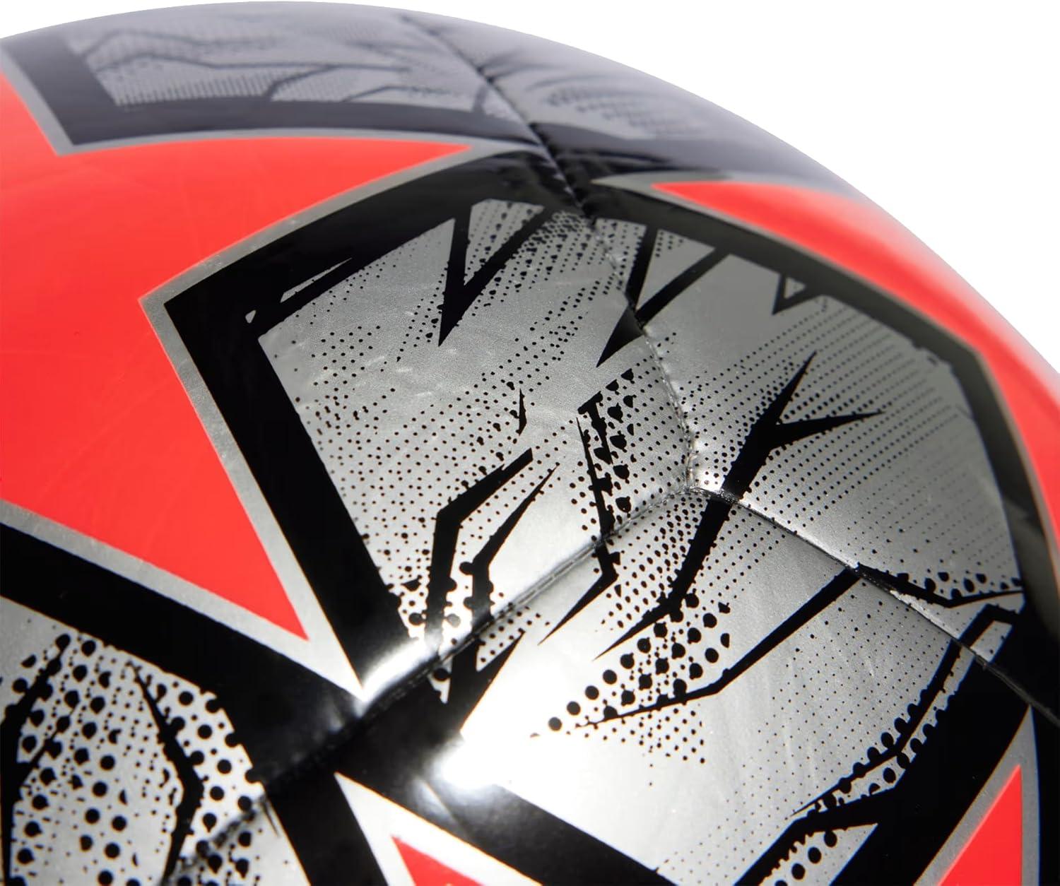 imageadidas UEFA Champions League Soccer BallSilver MetallicSolar RedBlack