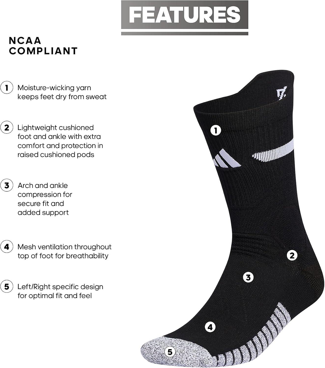 imageadidas Unisex Adizero Football Socks 1 Pair Cushioned Crew for Men Women Kids Team SportsBlackWhite  20