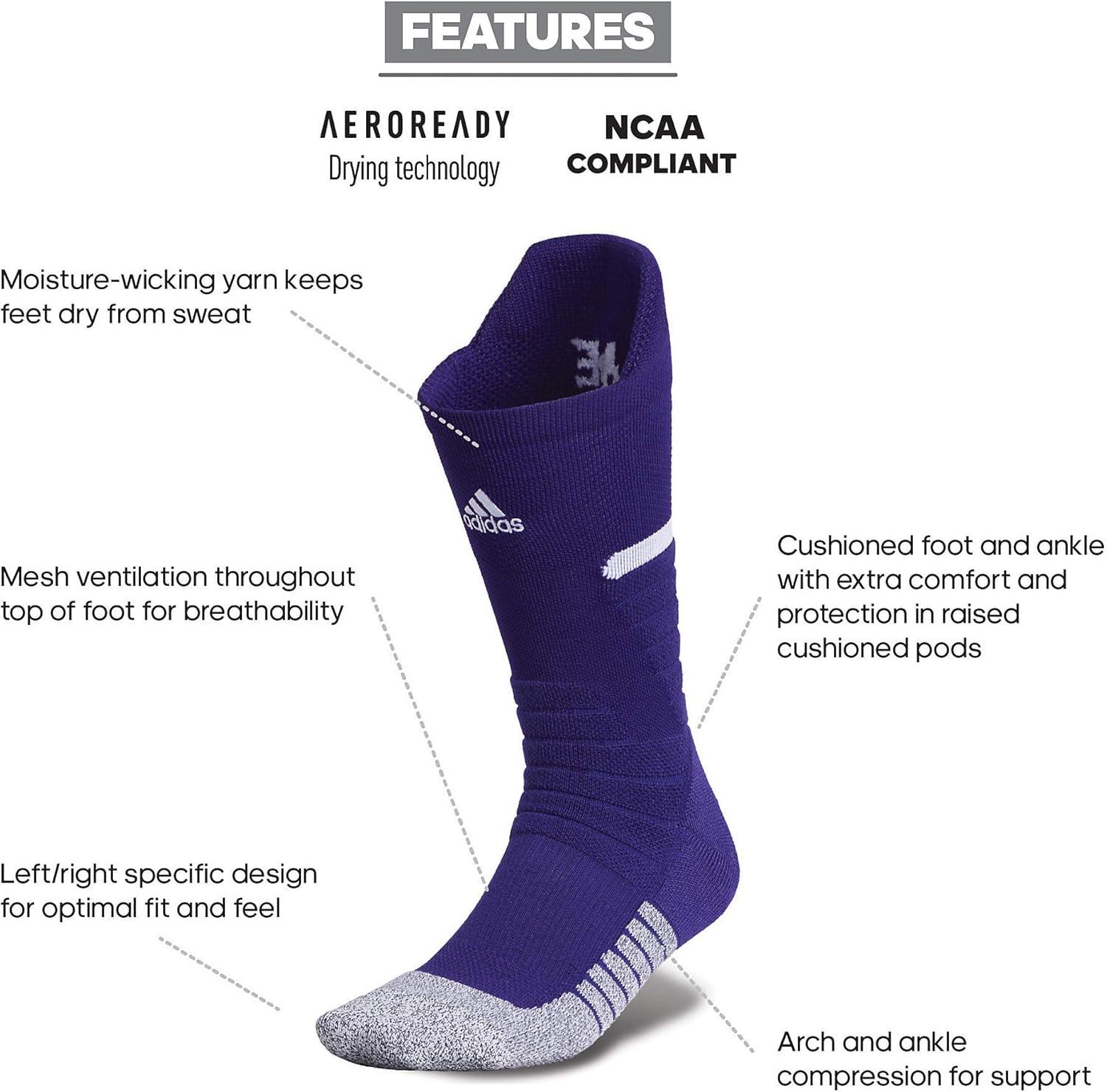 imageadidas Unisex Adizero Football Socks 1 Pair Cushioned Crew for Men Women Kids Team SportsCollegiate PurpleWhite