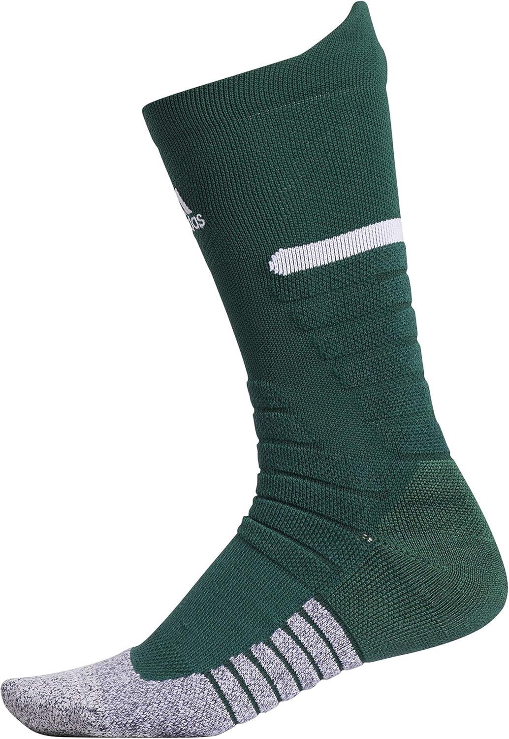 imageadidas Unisex Adizero Football Socks 1 Pair Cushioned Crew for Men Women Kids Team SportsDark GreenWhite