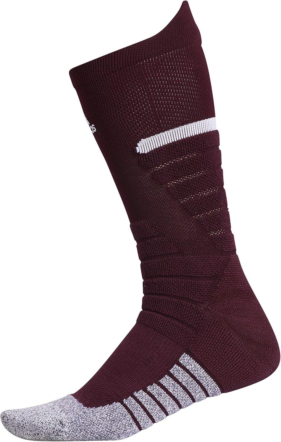 imageadidas Unisex Adizero Football Socks 1 Pair Cushioned Crew for Men Women Kids Team SportsMaroonWhite