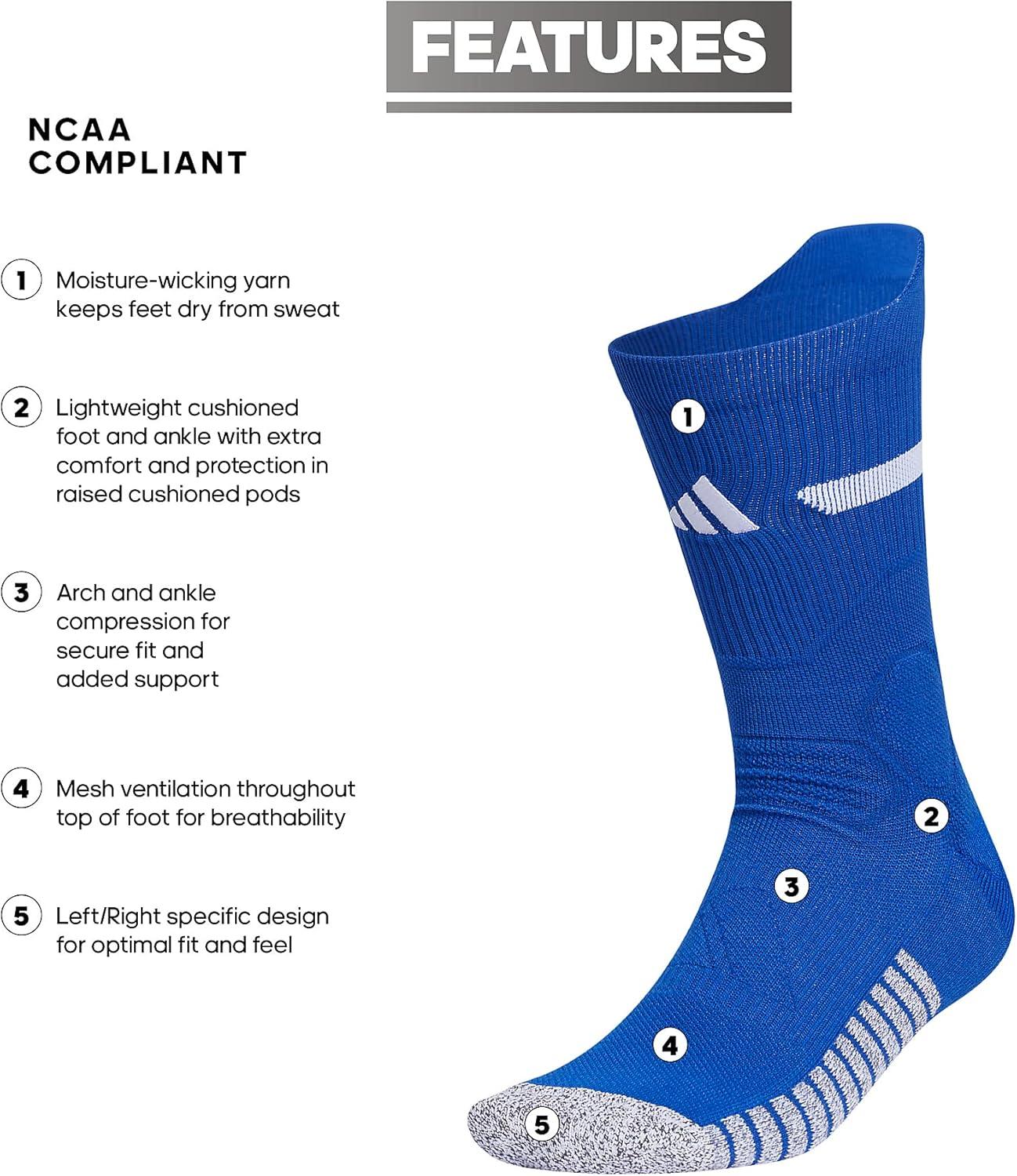 imageadidas Unisex Adizero Football Socks 1 Pair Cushioned Crew for Men Women Kids Team SportsRoyal BlueWhite 20