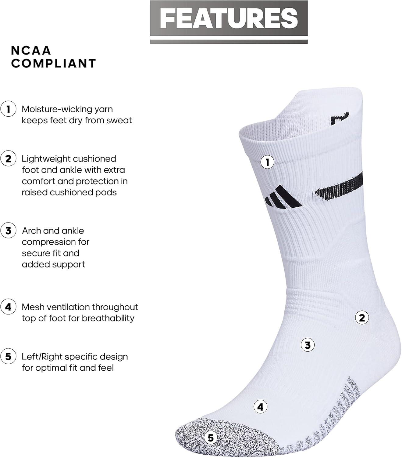 imageadidas Unisex Adizero Football Socks 1 Pair Cushioned Crew for Men Women Kids Team SportsWhiteBlack 20