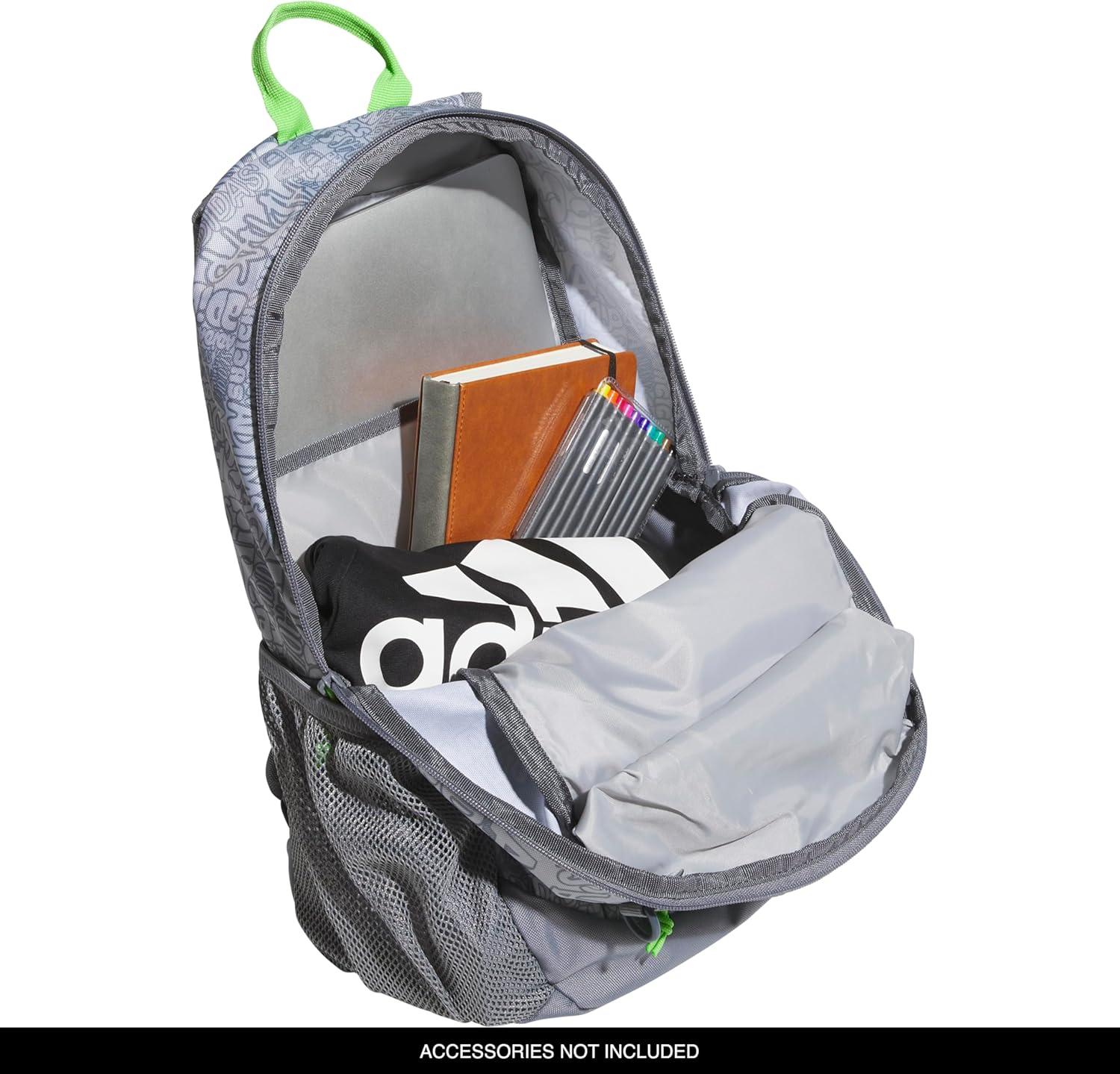 imageadidas Unisex Kids Creator School Backpack for Girls ampamp Boys Durable Bookbag BlackWhite OSFAAdi Font Madness Stone GreyLucid Lime GreenWhite