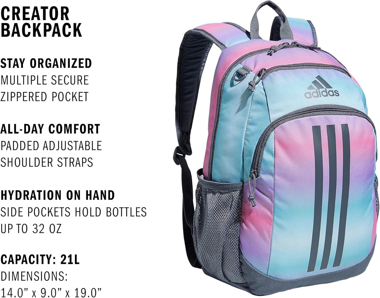 imageadidas Unisex Kids Creator School Backpack for Girls ampamp Boys Durable Bookbag BlackWhite OSFAGradient Rose Tone PinkOnix Grey
