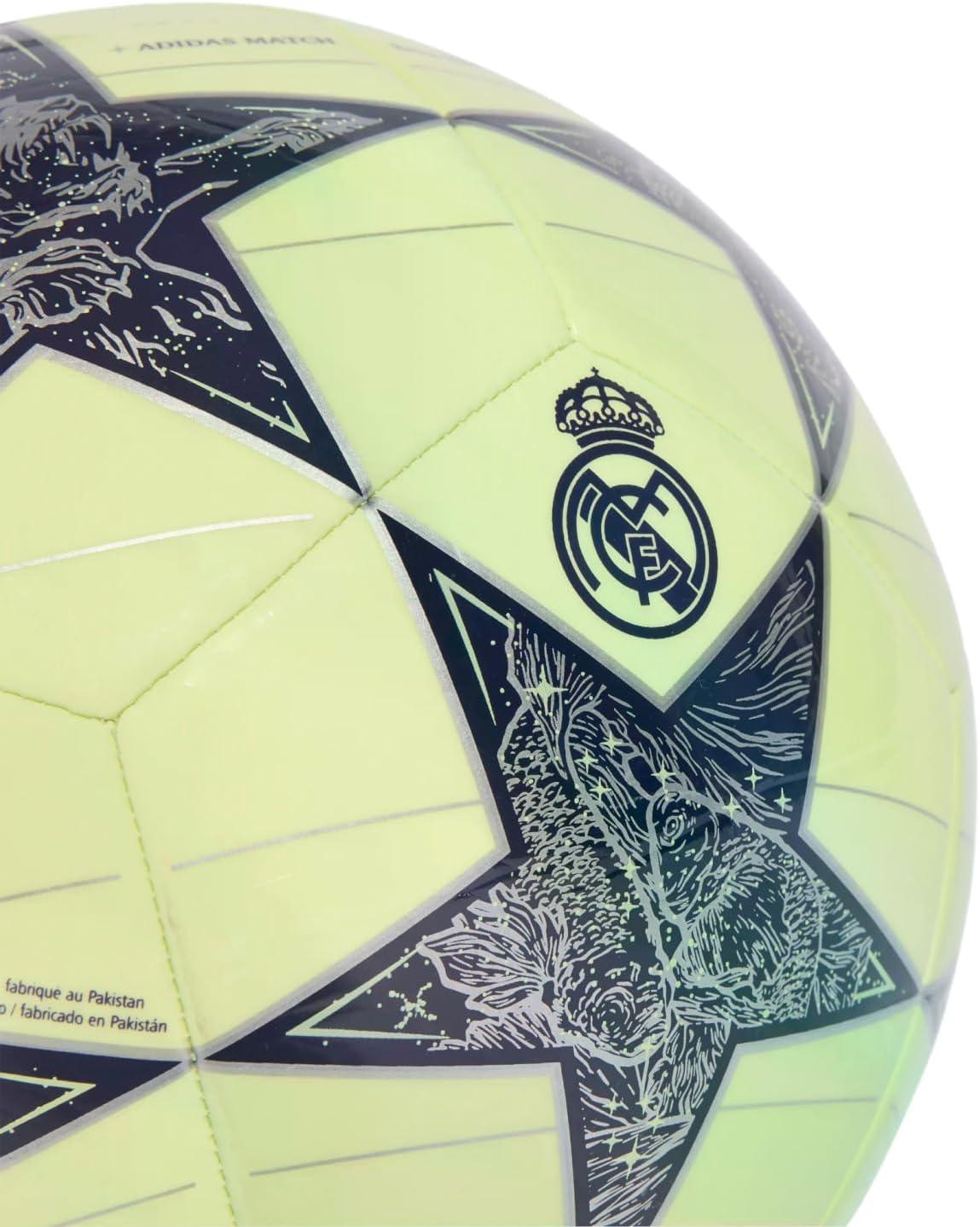 imageadidas UnisexAdult UEFA Champions League Real Madrid Club Soccer Ball Almost LimeSilver MetallicNoble Ink 5
