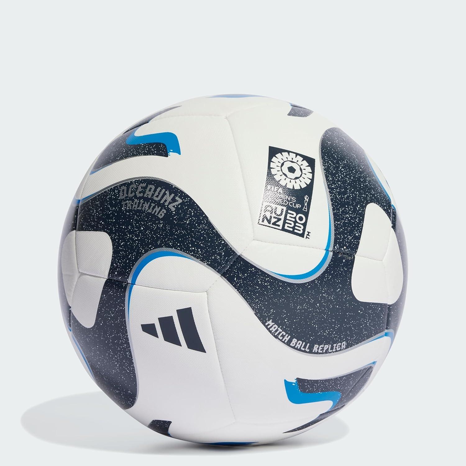 imageadidas UnisexAdult Womens World Cup Training BallWhiteCollegiate NavyBright BlueSilver Metallic