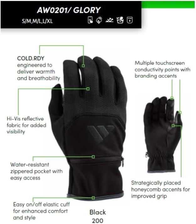 imageadidas Winter Performance Voyager 20 or GLORY Reflective Gloves with Multiple Touchscreen Conductivity Points BlackGloryblack