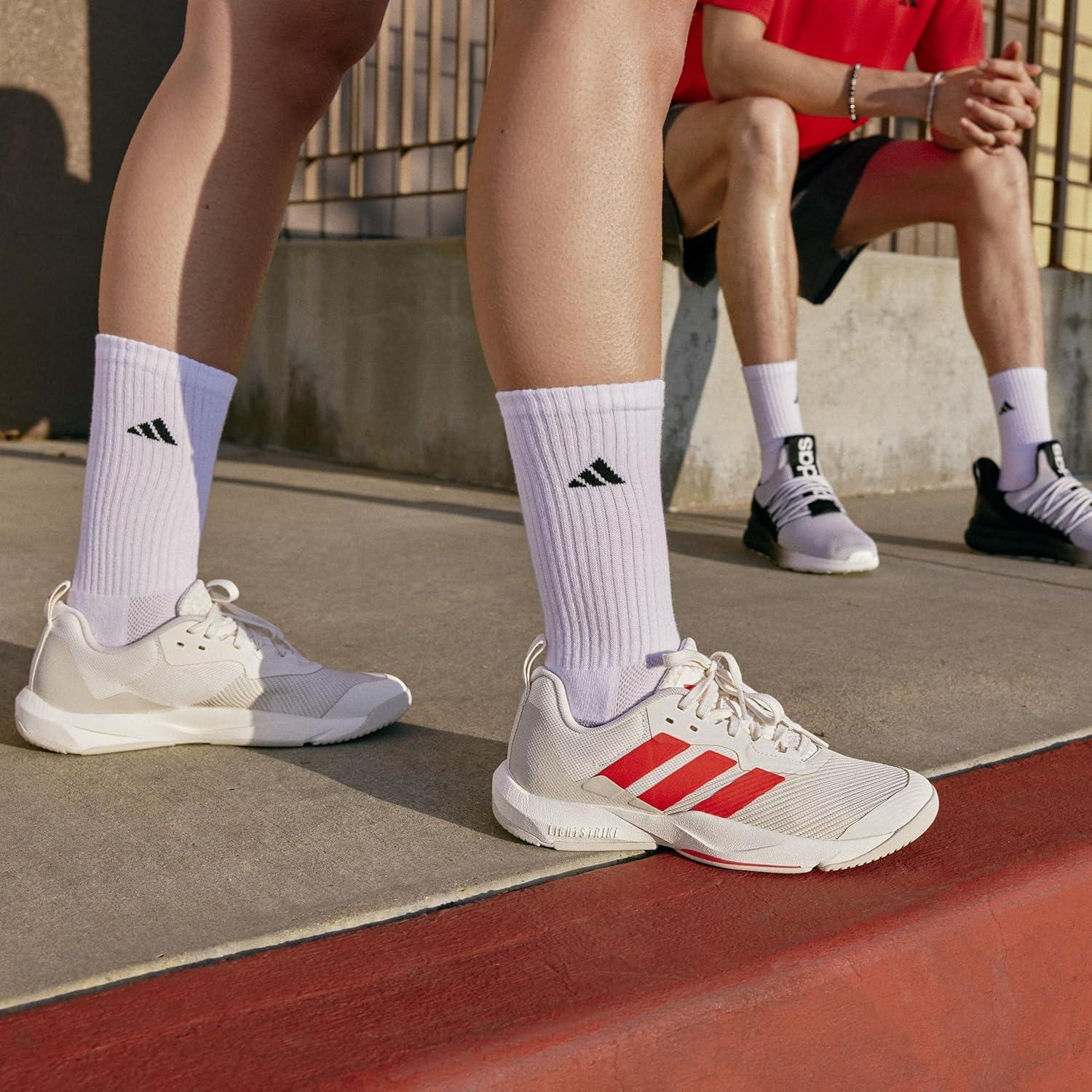 imageadidas Womens Athletic Cushioned Crew Socks with Arch Support 6Pack Durable MoistureWickingBlack