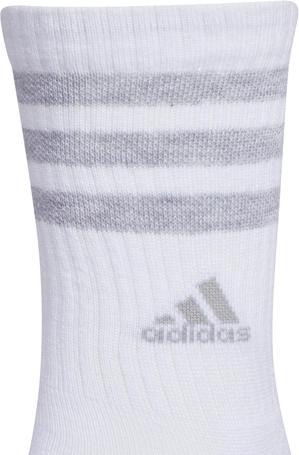 imageadidas Womens Crew Socks with Arch Compression 3Pack Comfortable SweatWicking Stylish 3StripeWhiteClear Onix Grey