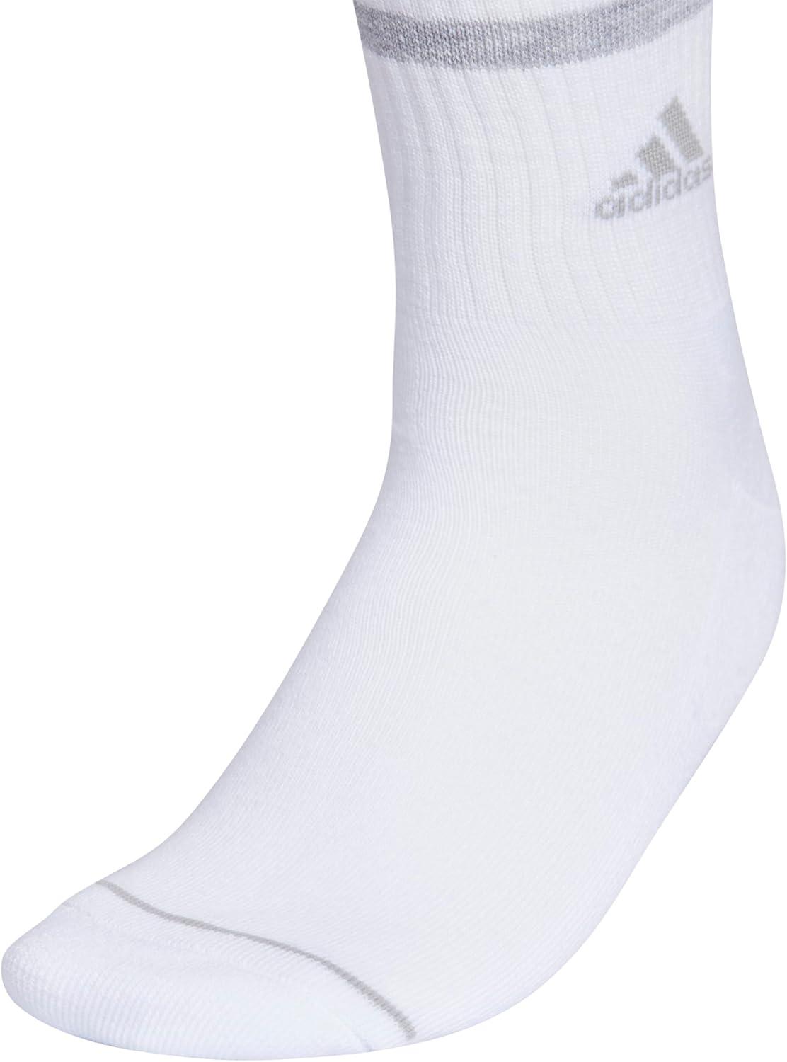 imageadidas Womens Crew Socks with Arch Compression 3Pack Comfortable SweatWicking Stylish 3StripeWhiteClear Onix Grey