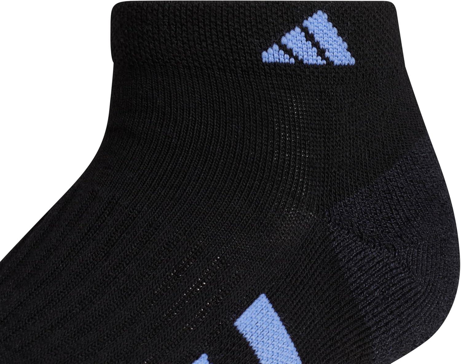 imageadidas Womens Cushioned Low Cut Socks with Arch Compression 3 PairsBlackBlue FusionViolet Fusion Purple