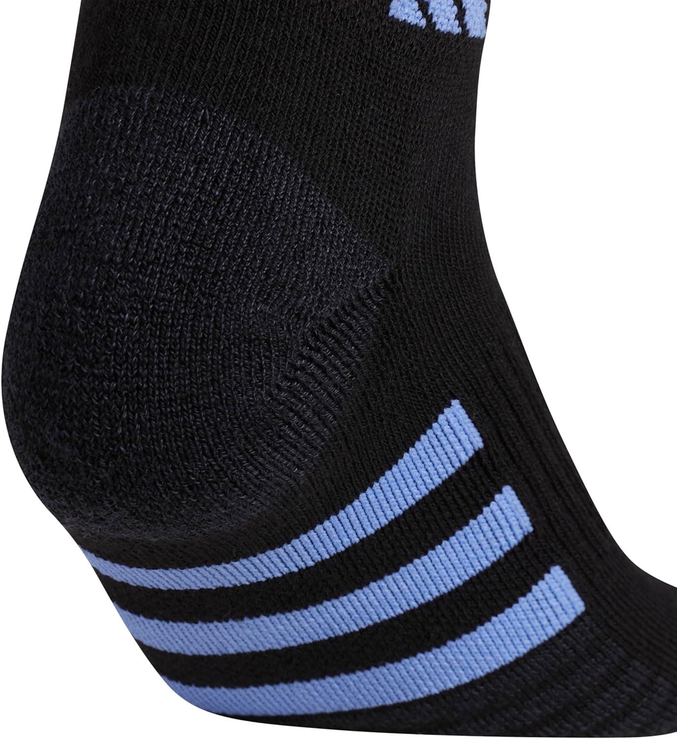imageadidas Womens Cushioned Low Cut Socks with Arch Compression 3 PairsBlackBlue FusionViolet Fusion Purple