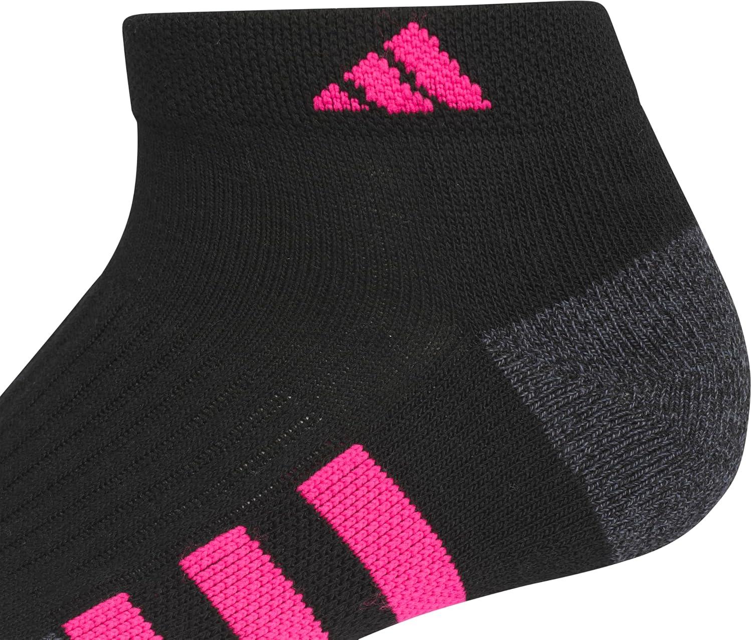 imageadidas Womens Cushioned Low Cut Socks with Arch Compression 3 PairsBlackOnix GreyShock Pink