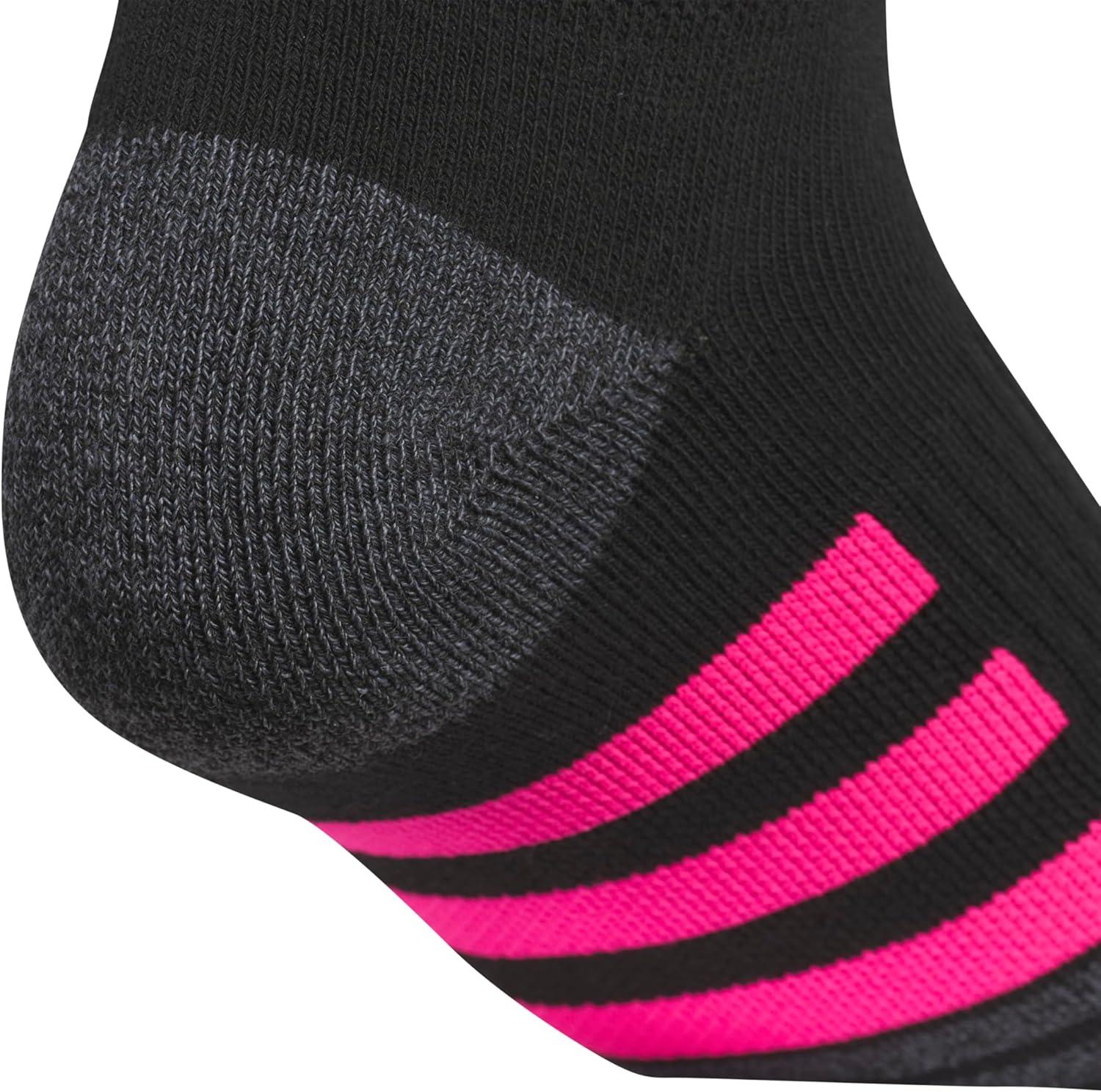 imageadidas Womens Cushioned Low Cut Socks with Arch Compression 3 PairsBlackOnix GreyShock Pink