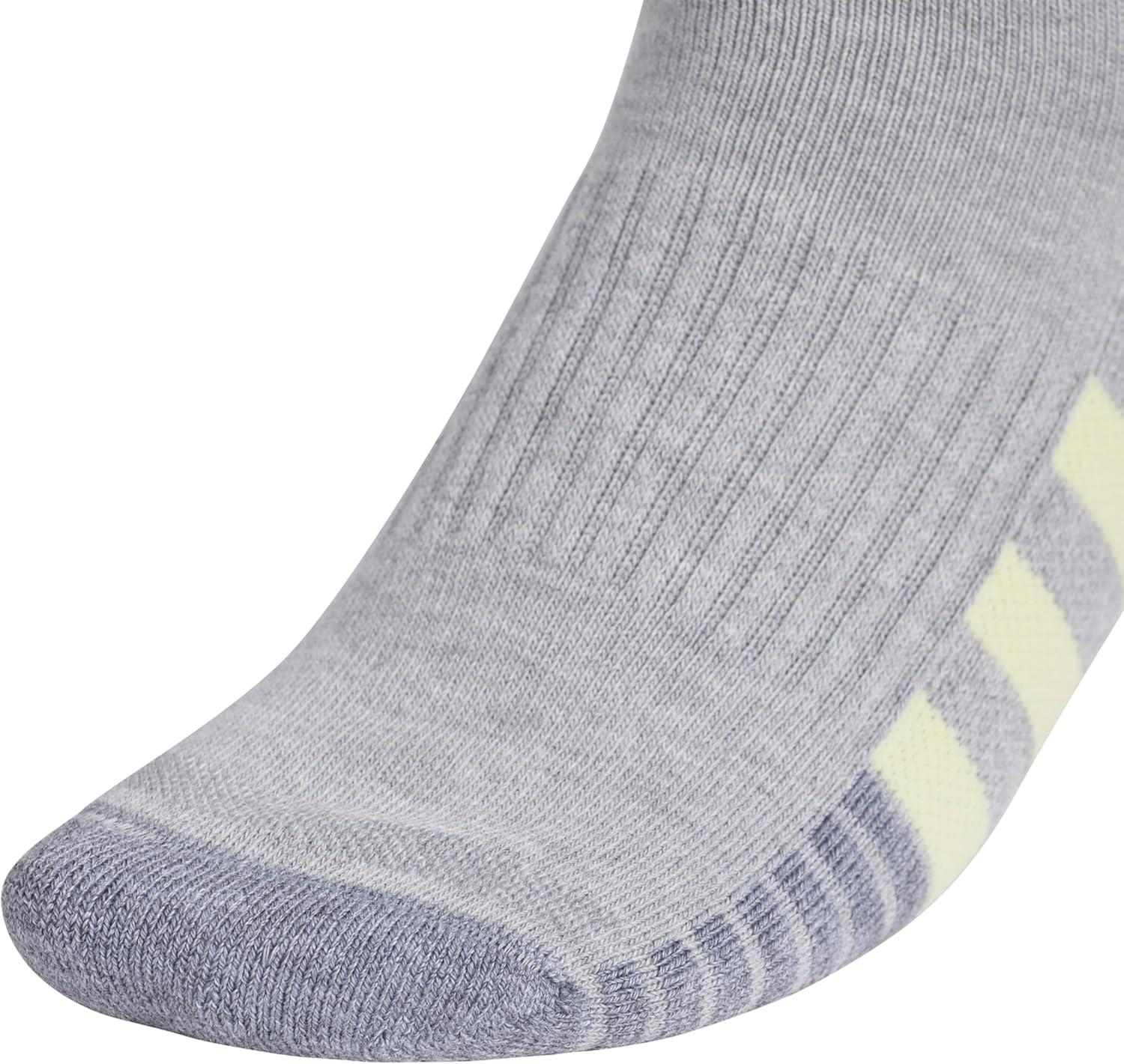 imageadidas Womens Cushioned Low Cut Socks with Arch Compression 3 PairsCool Light HeatherPowder YellowViolet Tone Purple