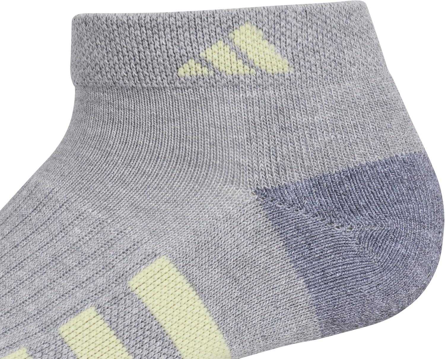imageadidas Womens Cushioned Low Cut Socks with Arch Compression 3 PairsCool Light HeatherPowder YellowViolet Tone Purple