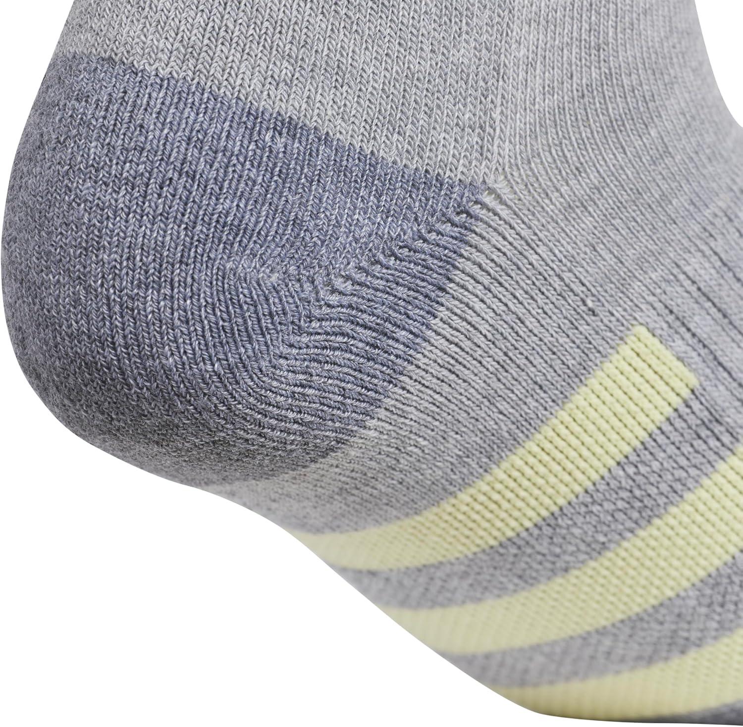 imageadidas Womens Cushioned Low Cut Socks with Arch Compression 3 PairsCool Light HeatherPowder YellowViolet Tone Purple