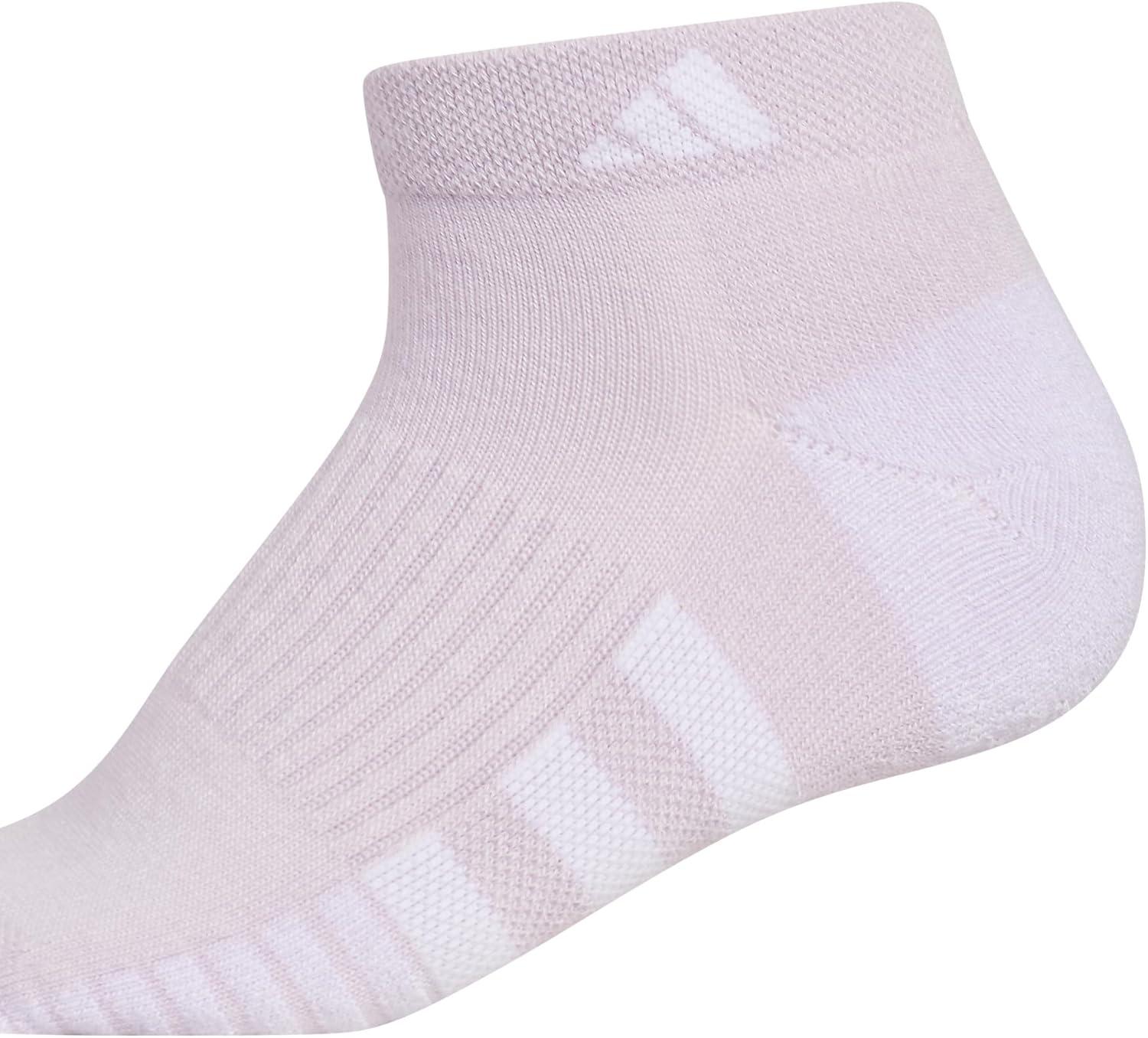 imageadidas Womens Cushioned Low Cut Socks with Arch Compression 3 PairsSilver Dawn GreyWhiteWonder Blue