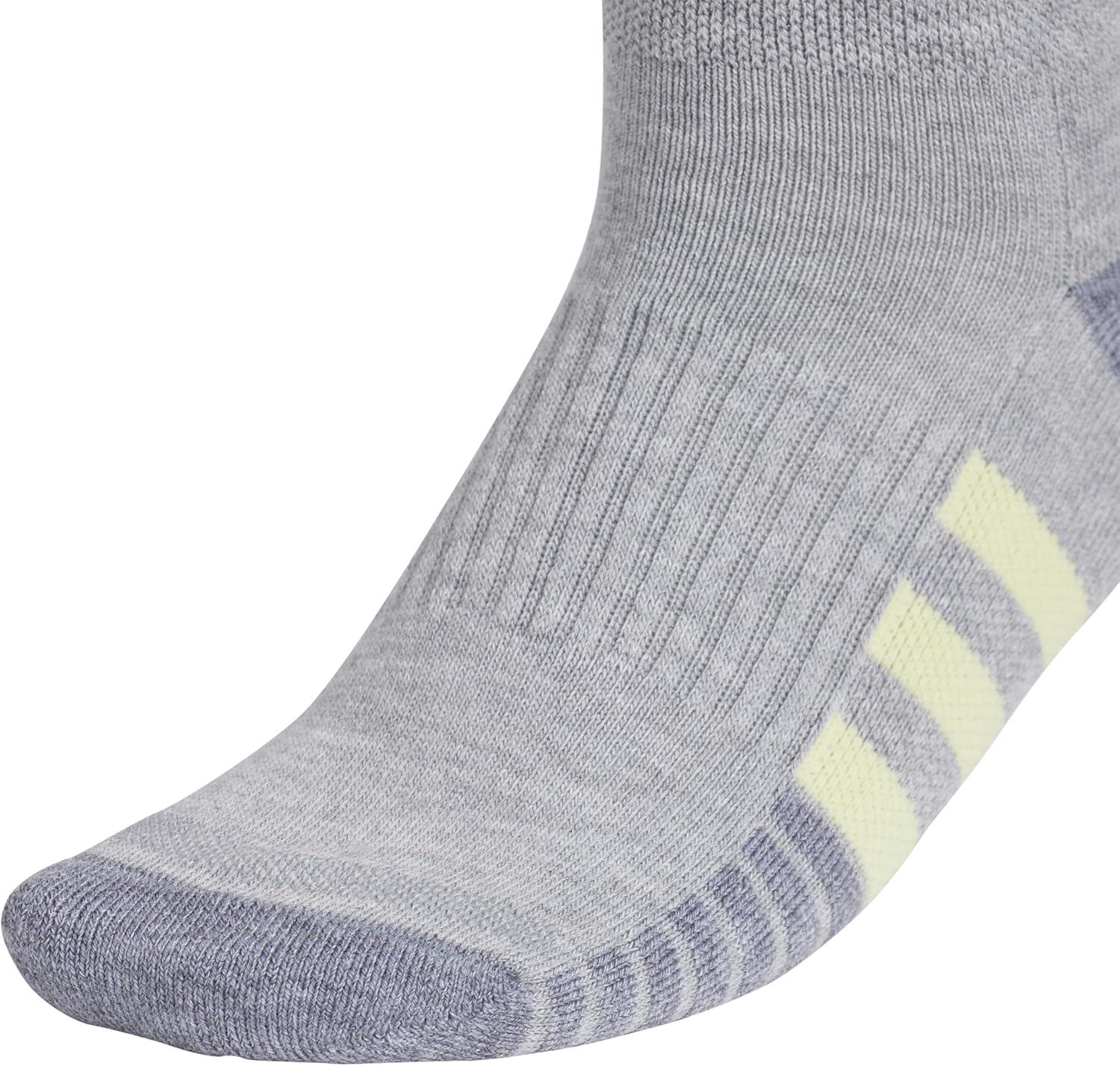 imageadidas Womens Cushioned Quarter Socks 3Pair with Arch CompressionCool Light HeatherPowder YellowViolet Tone Purple