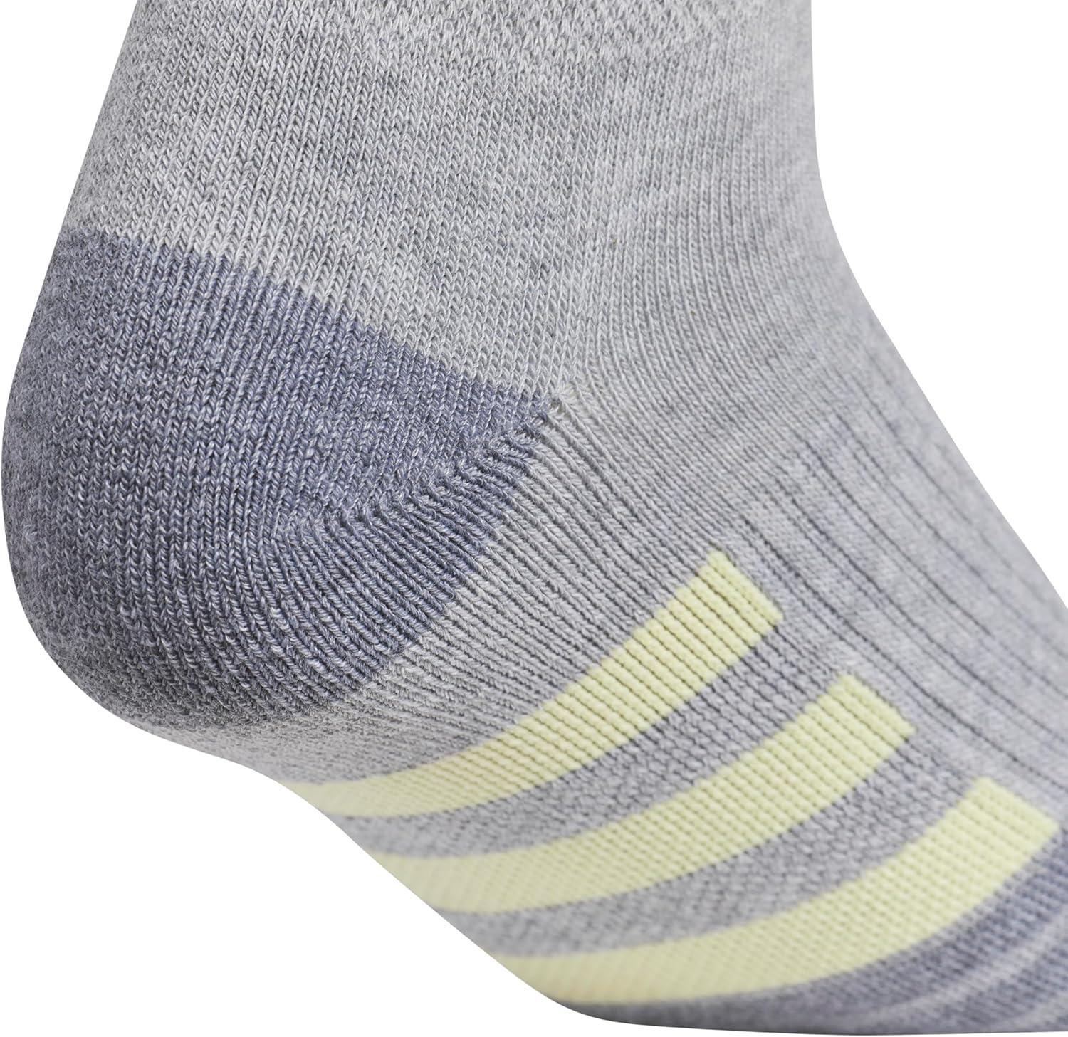 imageadidas Womens Cushioned Quarter Socks 3Pair with Arch CompressionCool Light HeatherPowder YellowViolet Tone Purple