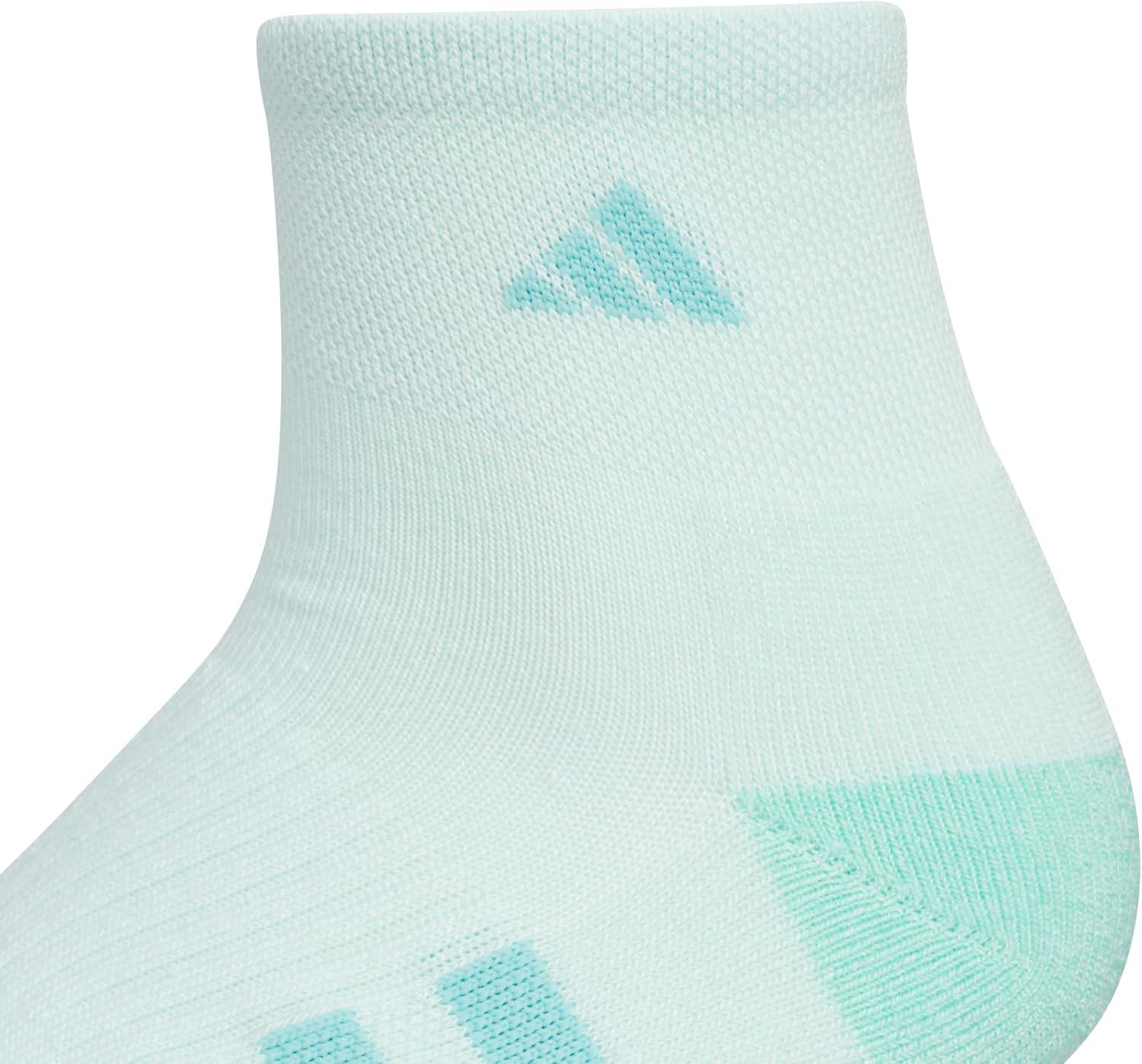 imageadidas Womens Cushioned Quarter Socks 3Pair with Arch CompressionHalo Mint GreenWhiteGrey