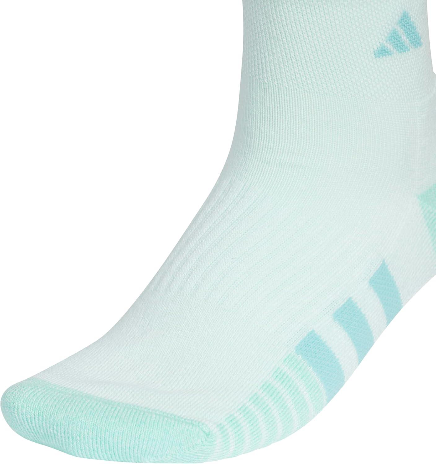 imageadidas Womens Cushioned Quarter Socks 3Pair with Arch CompressionHalo Mint GreenWhiteGrey