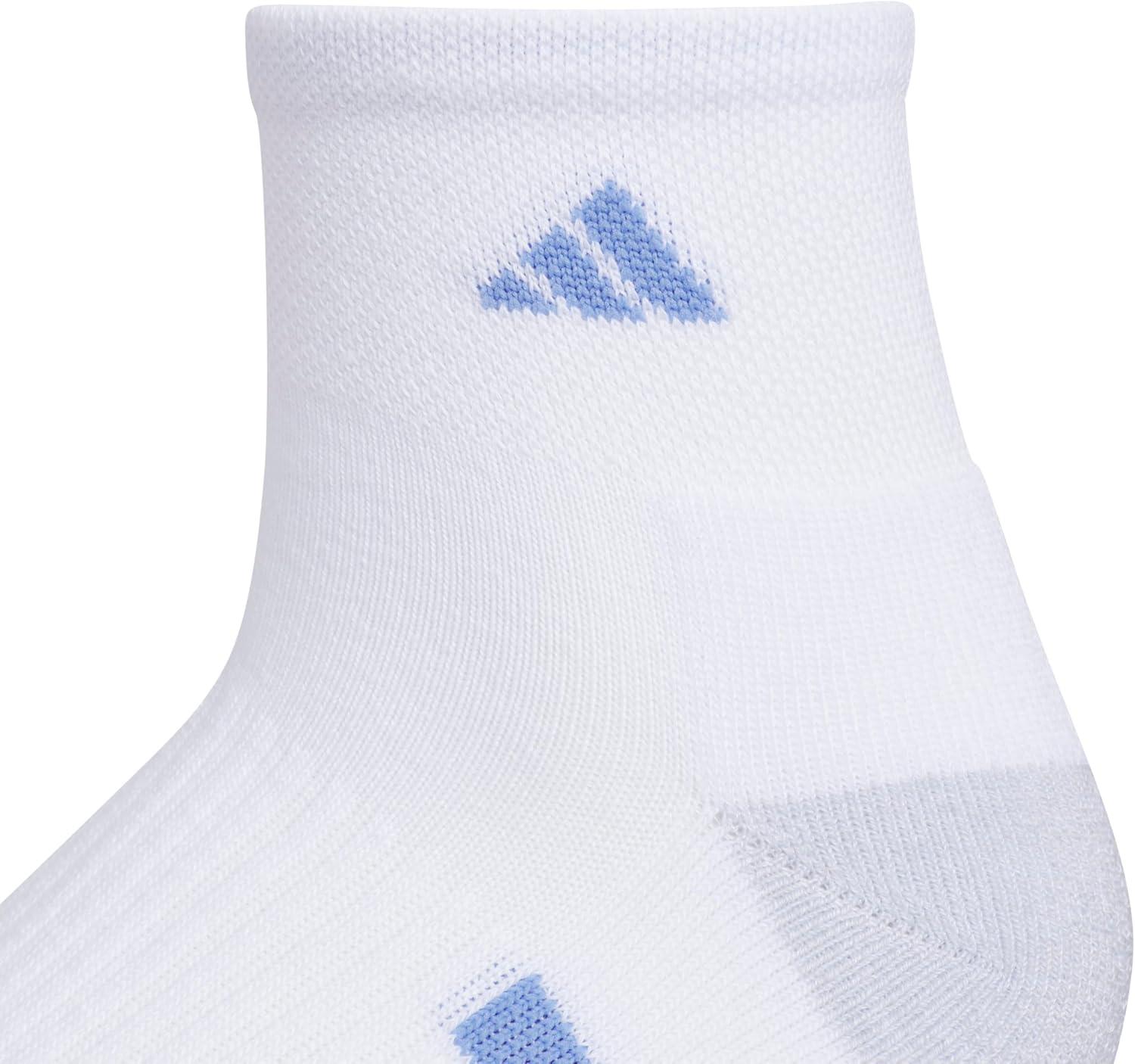 imageadidas Womens Cushioned Quarter Socks 3Pair with Arch CompressionWhiteBlue FusionPowder Teal Green