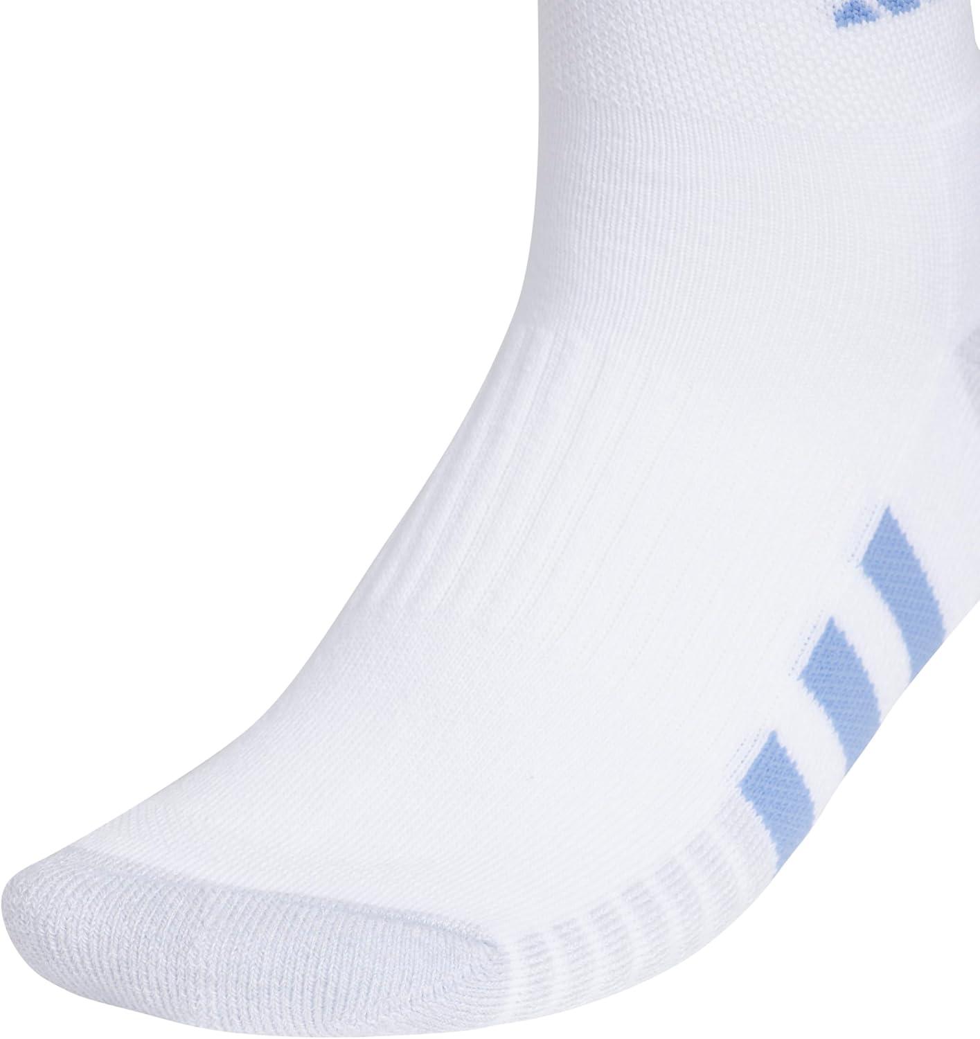 imageadidas Womens Cushioned Quarter Socks 3Pair with Arch CompressionWhiteBlue FusionPowder Teal Green