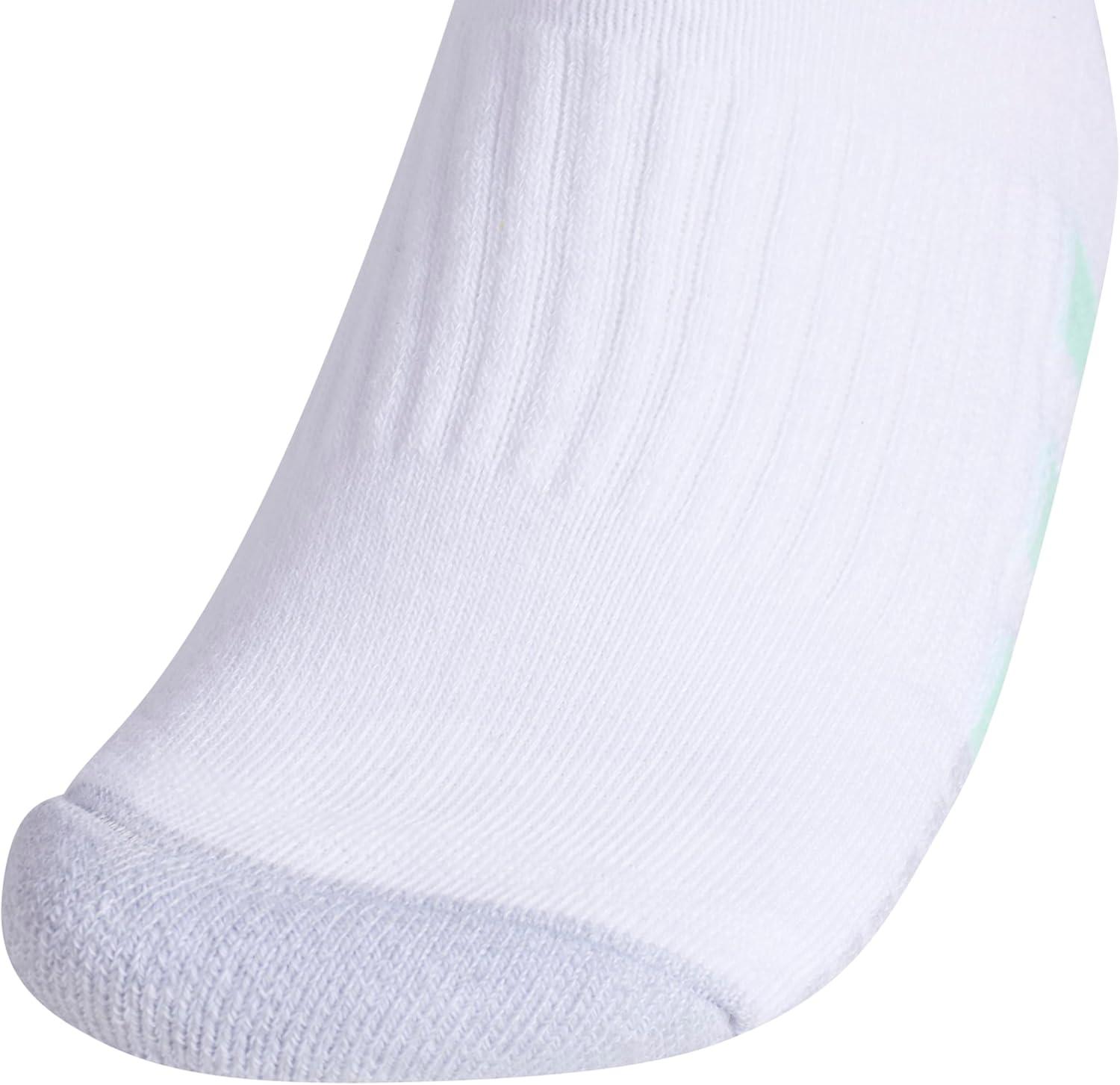 imageadidas Womens Cushioned Quarter Socks 3Pair with Arch CompressionWhitePulse Mint GreenLucid Fuchsia Pink