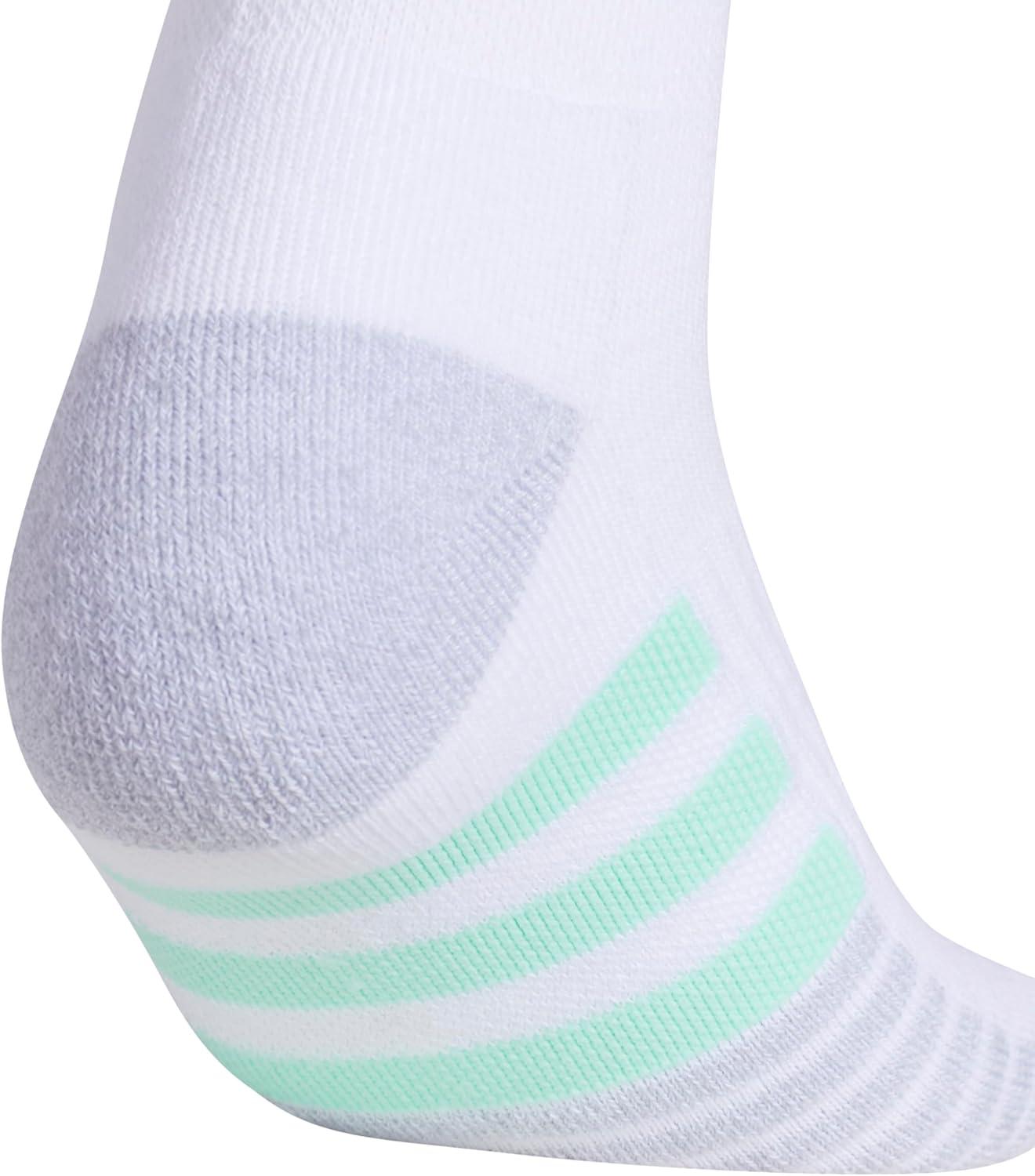imageadidas Womens Cushioned Quarter Socks 3Pair with Arch CompressionWhitePulse Mint GreenLucid Fuchsia Pink