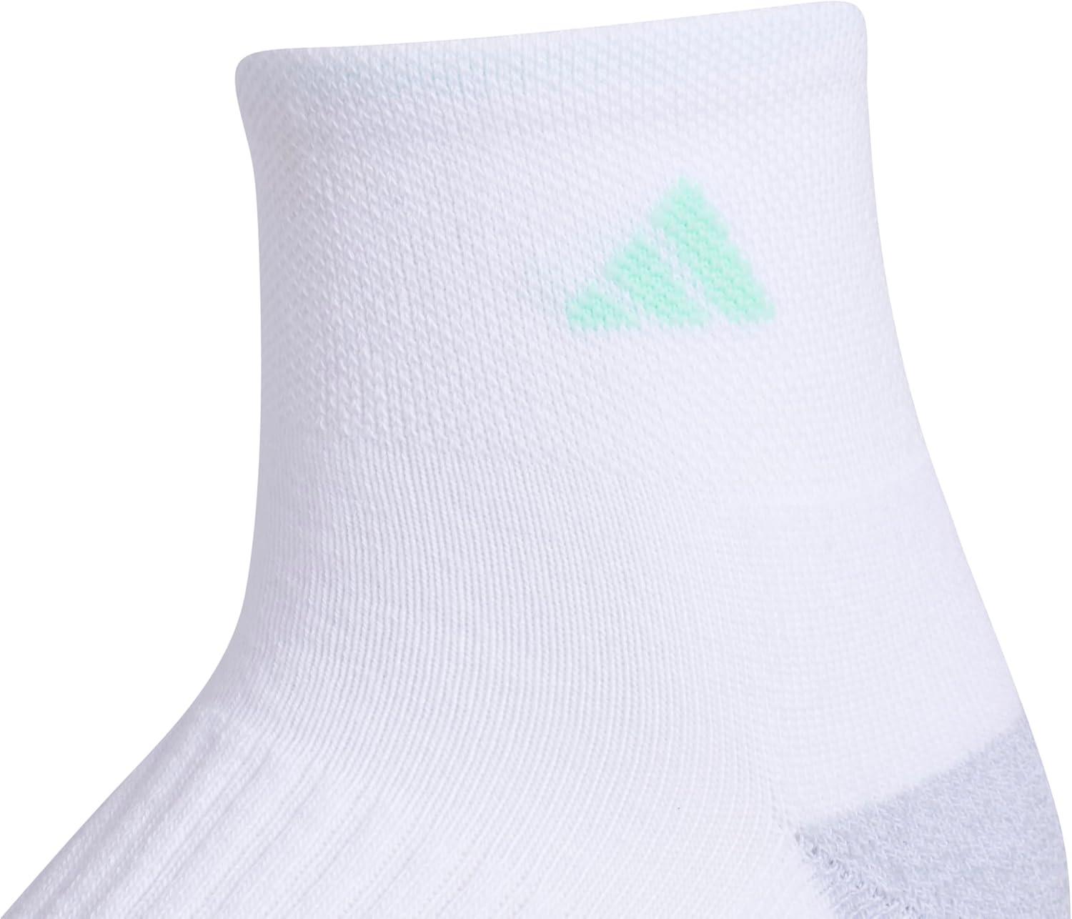 imageadidas Womens Cushioned Quarter Socks 3Pair with Arch CompressionWhitePulse Mint GreenLucid Fuchsia Pink