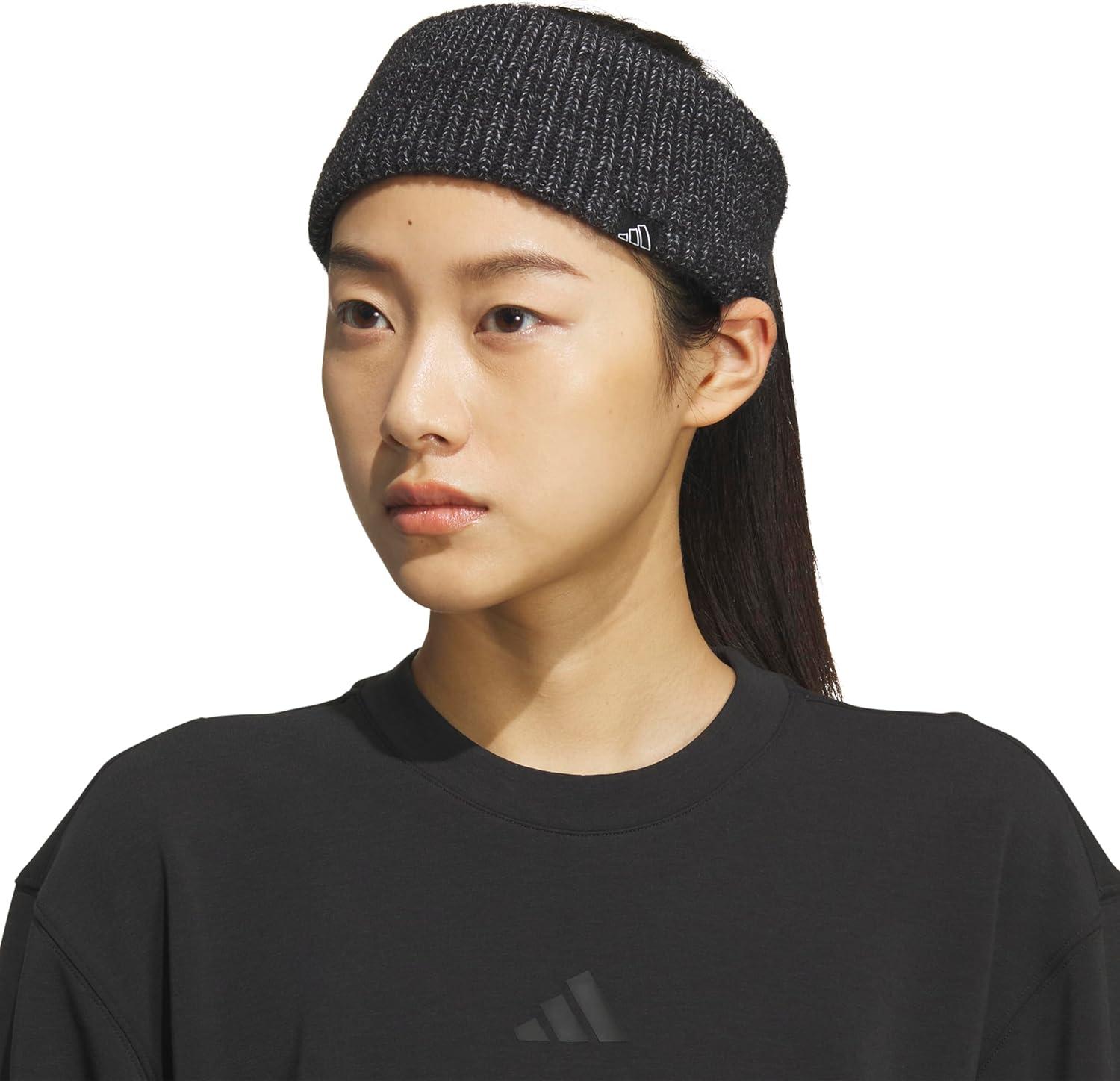 imageadidas Womens Lifestyle Fuzzy Knit Headband Soft Winter Ear WarmerBlackGreyWhiteFuzzy
