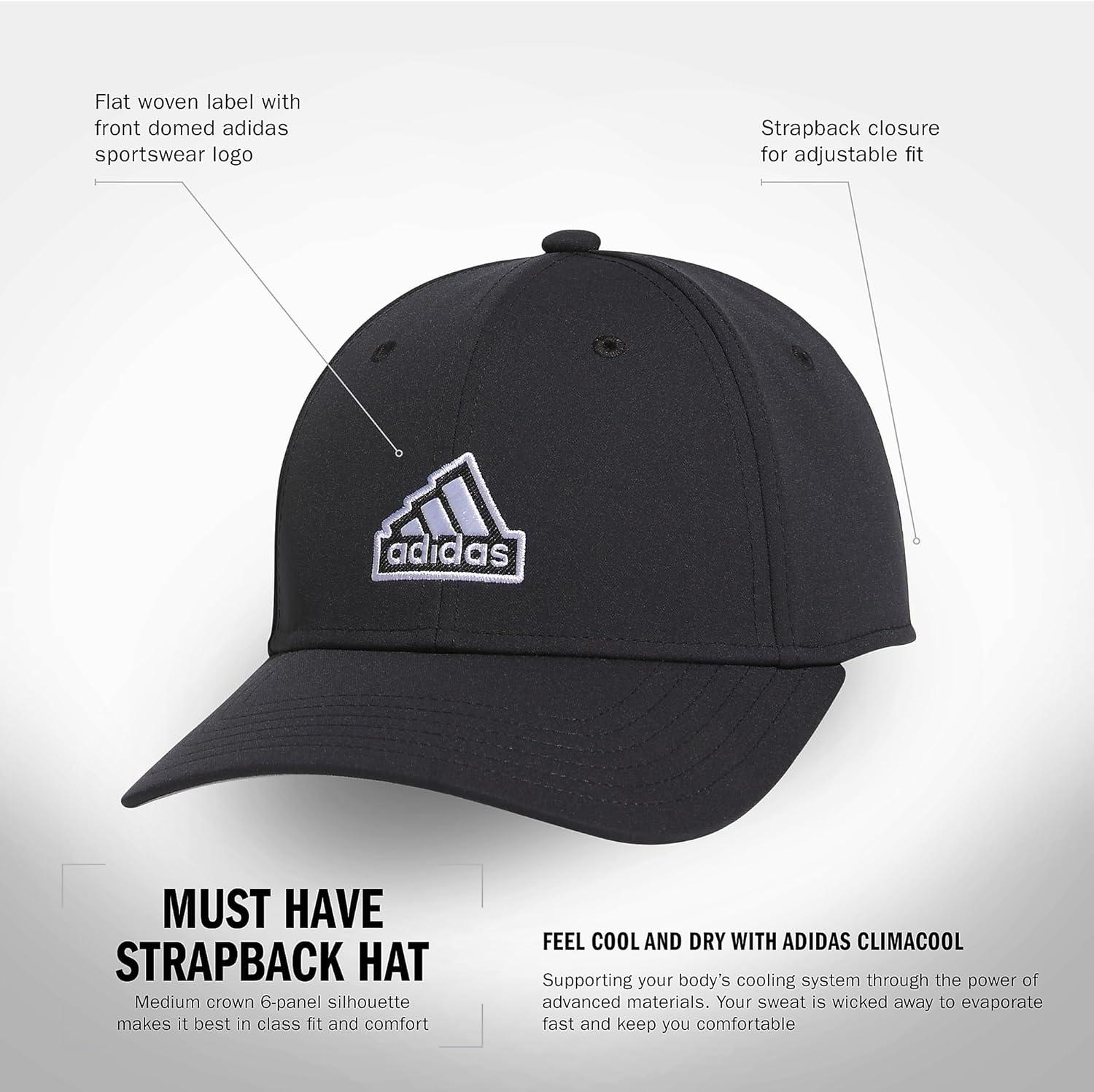 imageadidas Womens Must Have Medium Crown Structured Adjustable Fit Strapback HatBlack