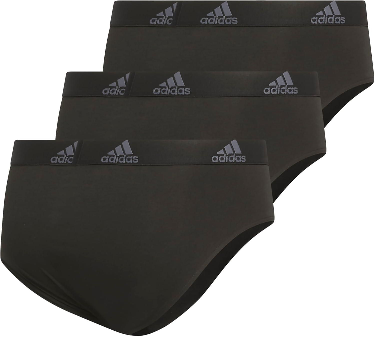 imageadidas mens Performance Stretch Cotton Brief Underwear 3pack Designed for Active Comfort and All Day WearBlackOnix Grey