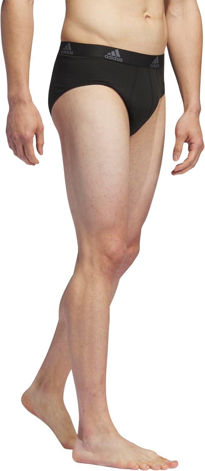 imageadidas mens Performance Stretch Cotton Brief Underwear 3pack Designed for Active Comfort and All Day WearBlackOnix Grey