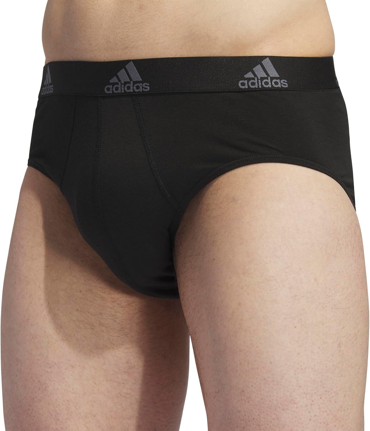 imageadidas mens Performance Stretch Cotton Brief Underwear 3pack Designed for Active Comfort and All Day WearBlackOnix Grey