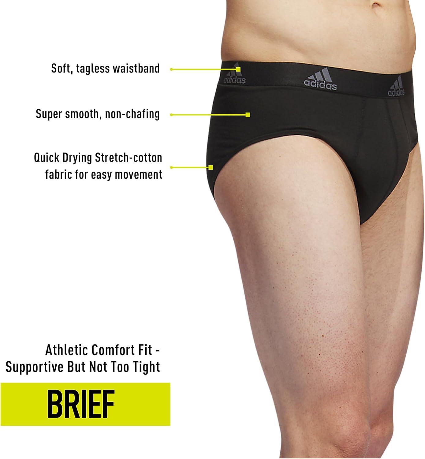 imageadidas mens Performance Stretch Cotton Brief Underwear 3pack Designed for Active Comfort and All Day WearBlackOnix Grey