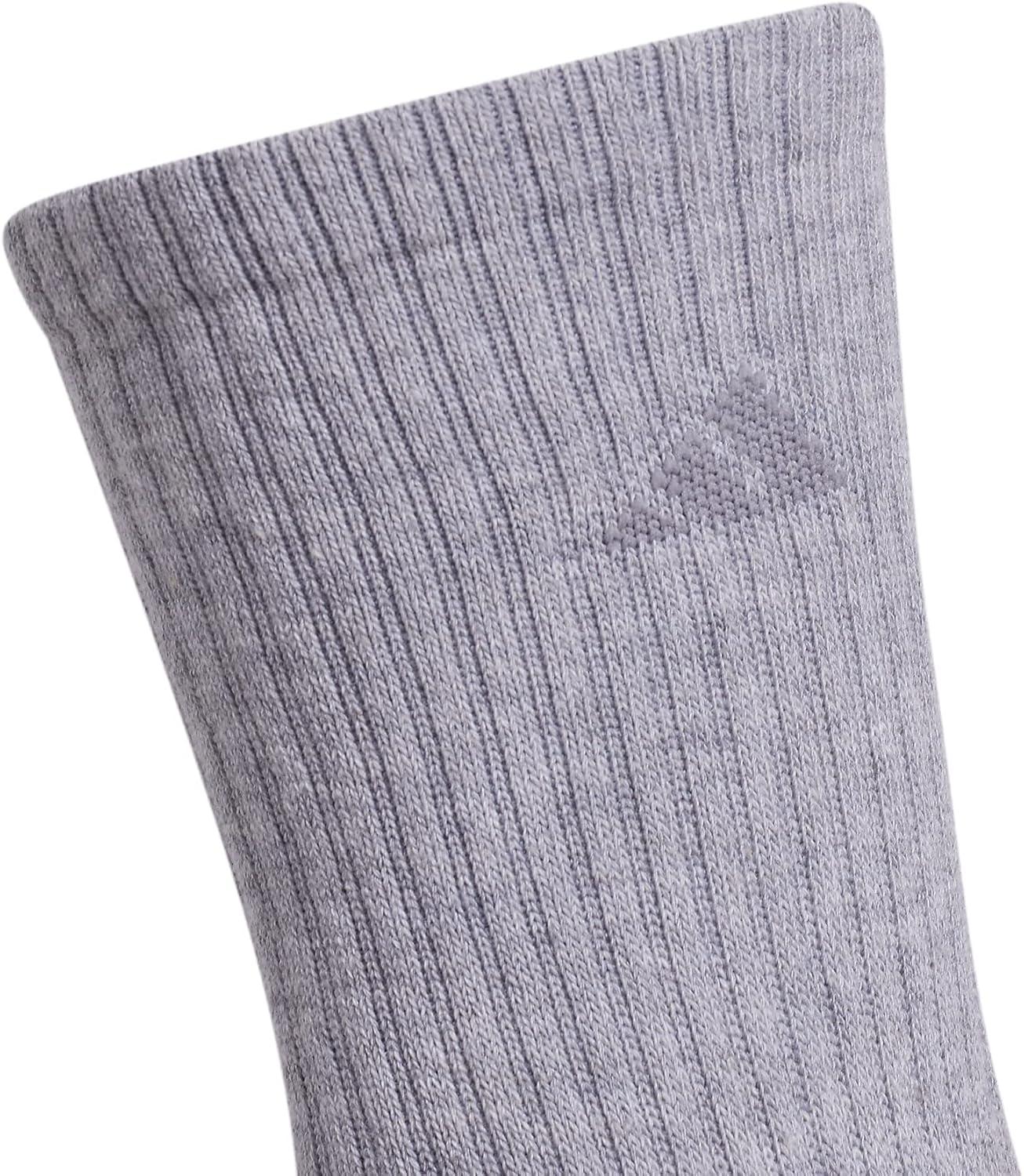 imageadidas womens Cushioned Crew Socks 3pair With Arch CompressionCool Light HeatherLucid Fuchsia PinkBlue Fusion