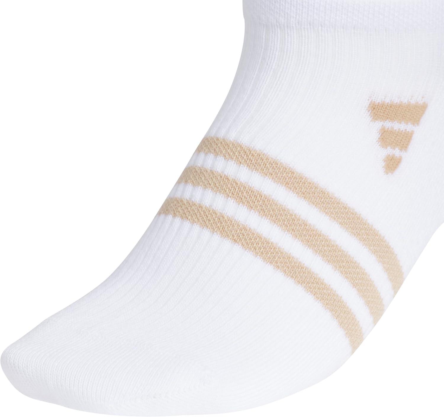 imageadidas womens Superlite No Show Socks 6pair Pack Low Profile Below AnkleWhiteWarm Sandstone BeigePreloved Teal Green