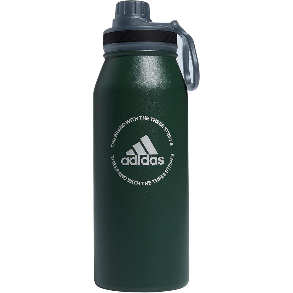 imageadidas 1 Liter 32 oz Metal Water Bottle HotCold DoubleWalled Insulated 188 Stainless Steel Focus Olive GreenBlack 32 OuncesGreen OxideOnix GreySilver Metallic