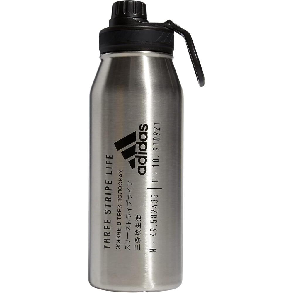 imageadidas 1 Liter 32 oz Metal Water Bottle HotCold DoubleWalled Insulated 188 Stainless Steel Focus Olive GreenBlack 32 OuncesStainless SteelBlack2