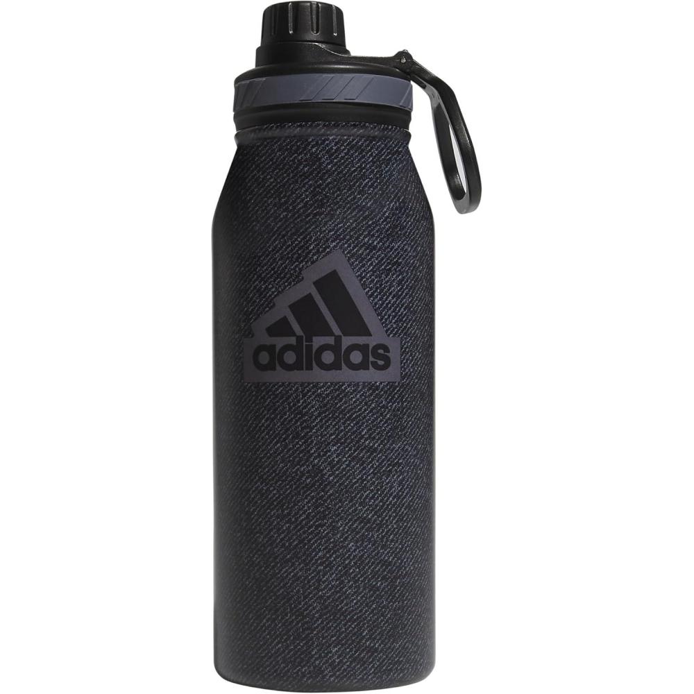 imageadidas 1 Liter 32 oz Metal Water Bottle HotCold DoubleWalled Insulated 188 Stainless Steel Focus Olive GreenBlack 32 OuncesTwill BlackBlackGrey Five