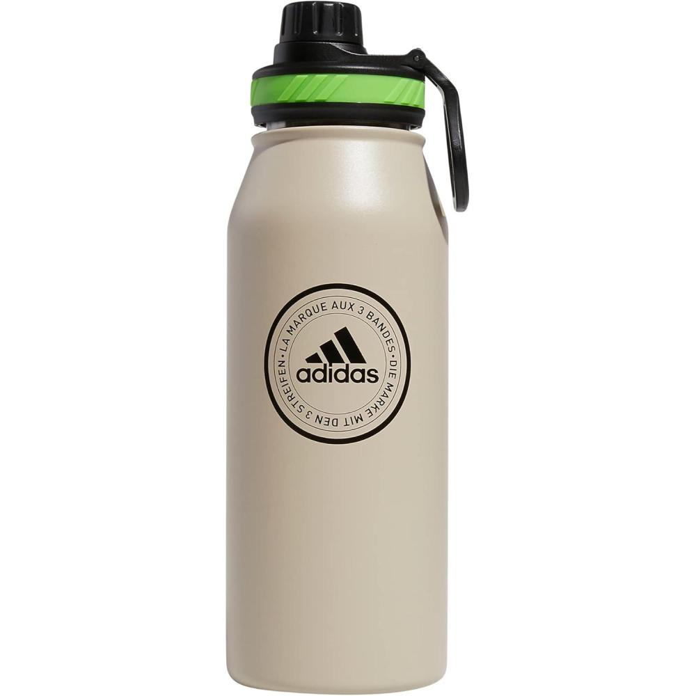 imageadidas 1 Liter 32 oz Metal Water Bottle HotCold DoubleWalled Insulated 188 Stainless Steel Focus Olive GreenBlack 32 OuncesWonder BeigeBlackLucid Lime Green
