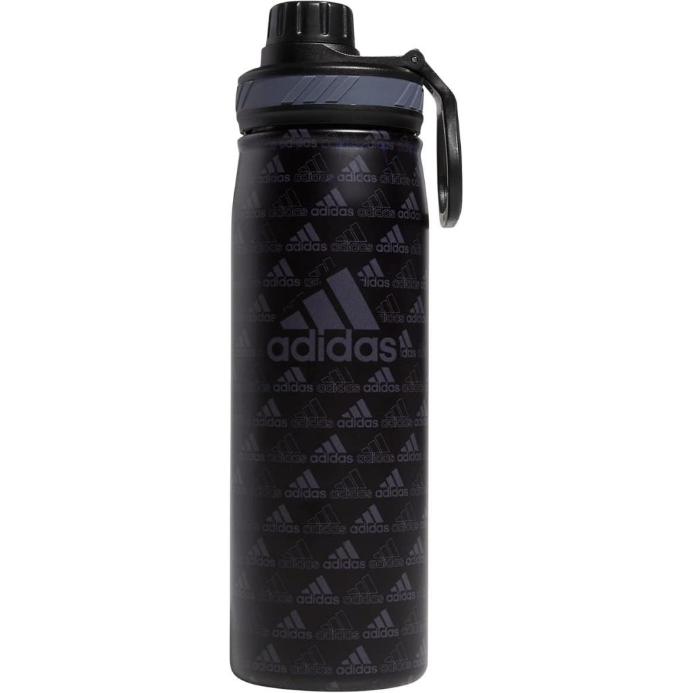 imageadidas 20 oz Stainless Steel Water Bottle Insulated DoubleWalled 188 Metal Men Women Girls and BoysBOS Mini Monogram BlackBlackOnix Grey