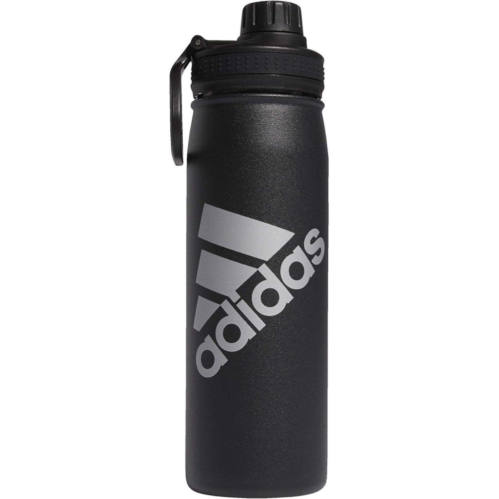 imageadidas 20 oz Stainless Steel Water Bottle Insulated DoubleWalled 188 Metal Men Women Girls and BoysBlackSilver Metallic